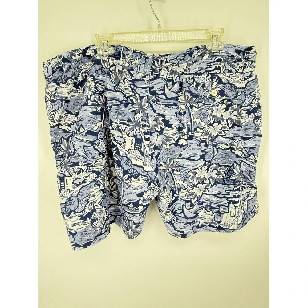 Crown & Ivy Swim Trunks Mens XL Blue Tropical Scenic Palm Tree Print Shorts